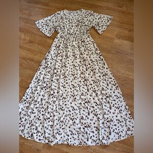 Piper & Scoot Cream Brown Maxi Dress S
